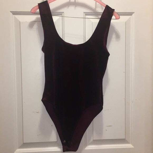 Maroon Velvet Onesie - Picture 1 of 2